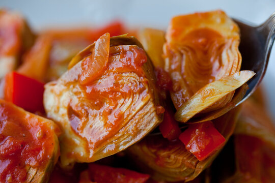 Close up of Provensal artichoke ragout