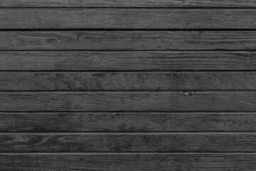 Obraz na płótnie Canvas Horizontal black wood background. Old dark wooden background with black wood texture. Dark wood texture panel with horizontal planks.