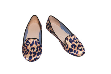 Animal pattern High Heels sexy women's shoes isolated on white background.