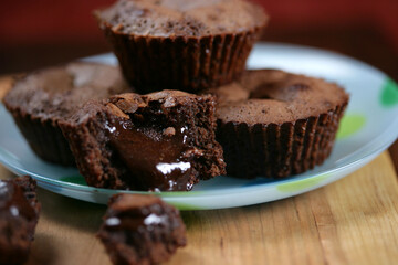 Chocolate cupcakes on plate