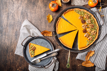 Fresh homemade pumpkin pie for Thanksgiving