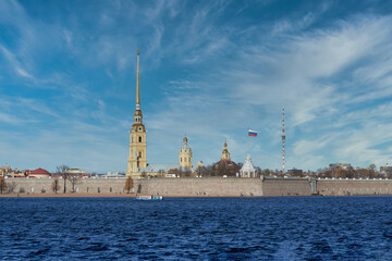 Russia, Saint Petersburg view of the Peter and Paul Fortress on the Neva River