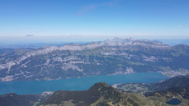Panorama of the mountains in Flums Switzerland - Drone 4K Video