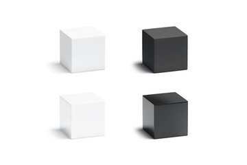 Blank black and white gloss and matte cube mockup set