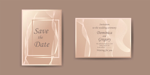A set of templates for invitations, postcards, and covers. Vector image of wavy lines in soft pastel colors, eps