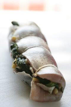 Close up of raw fish stuffed