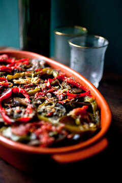 Close up of briam traditional Greek dish