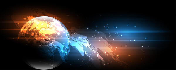 Global network connection World map abstract technology background global business innovation concept
