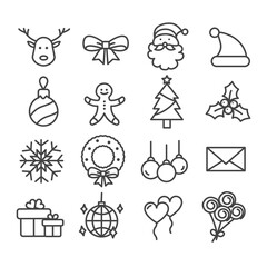 Set of Christmas icon. Holiday isolated concept. Modern outline on white background