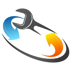 Air conditioner system wrench repair and service installation symbol