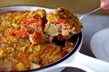 Close up of Tunisian tuna frittata