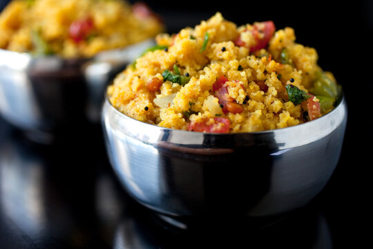 Close up of Upma traditional Indian dish