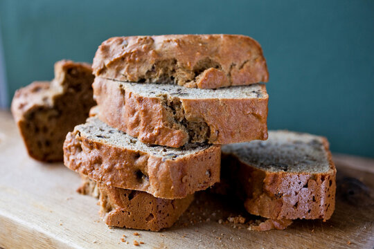 Close Up Of Quick Walnut Bread