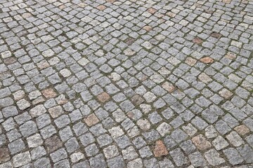 Granite cobblestone pavement