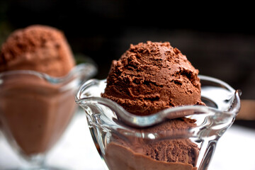 Close up of bittersweet chocolate ice cream
