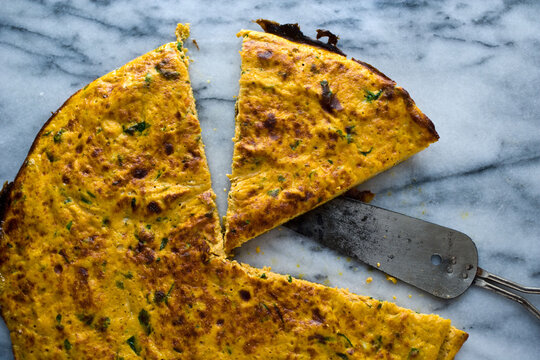 Close up of spicy carrot frittata