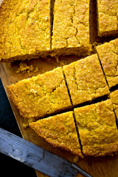 Close up of pumpkin cornbread