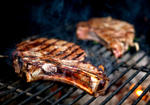 Close up of steak on grill