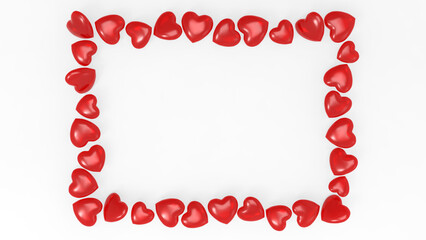 Obraz premium The frame of red hearts on a white background