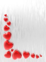 Valentine's Card with Red Hearts On Silver Background. Valentine's  concept with copy space