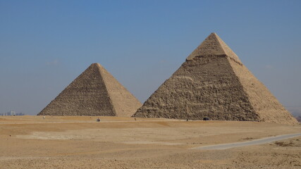 Plakat Giza pyramids landscape. historical egypt pyramids.