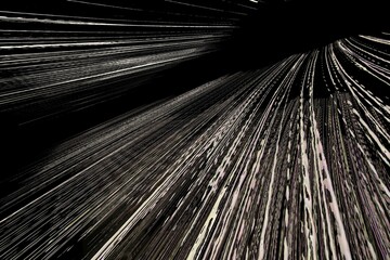 3D exploding surface view white and red lines on black background