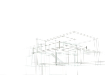 house building sketch architecture 3d illustration  © Yurii Andreichyn