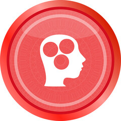 idea head circle glossy icon . Flat sign isolated on white background
