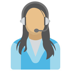 
A faceless woman with microphone, customer support representative flat icon
