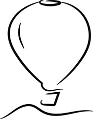 Silhouette and logo and icon of a hot air balloon flying