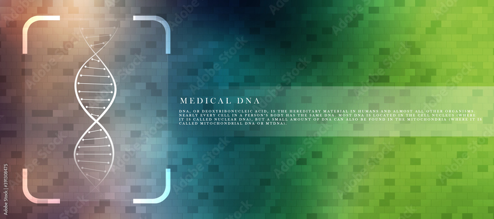Poster 2d render of dna structure, abstract background