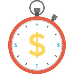 
Time is money flat icon, time value concept
