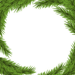 Fototapeta na wymiar Christmas tree. Green. Spruce. Branch. Evergreen. Border.