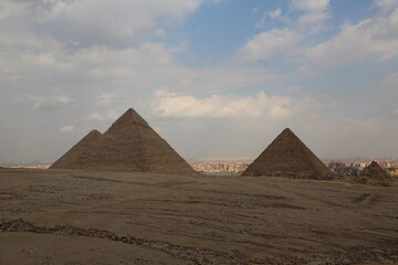 Fototapeta na wymiar Picture of the great historical pyramids of Giza, one of the Seven Wonders of the World, Giza - Egypt