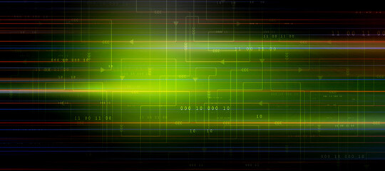 2d illustration abstract digital binary data on computer screen
