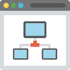 
Web computer connection, flat icon
