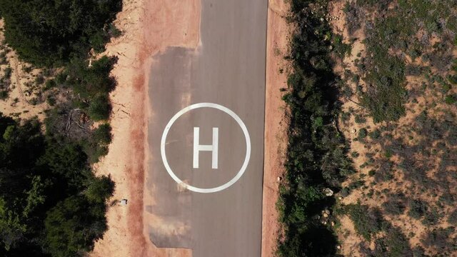 Aerial Top View Heliport For Helicopter