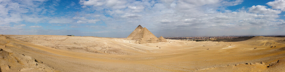 Panorama of the Great Pyramids of Giza, Egypt