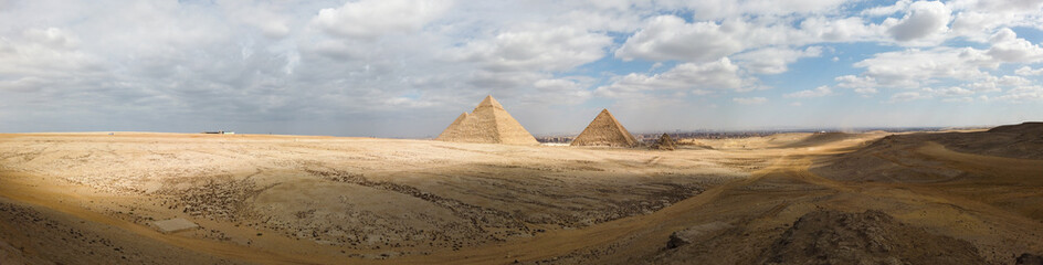 Panorama of the Great Pyramids of Giza, Egypt