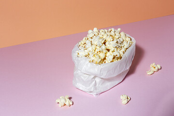 Homemade popcorn on on colorful backgrounds