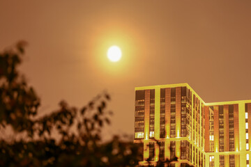 Long exposure moon night shot Blurred background