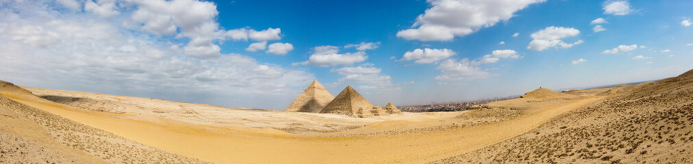 Fototapeta na wymiar Panorama of the Great Pyramids of Giza, Egypt