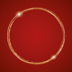 gold brush round frame banners on red christmas background