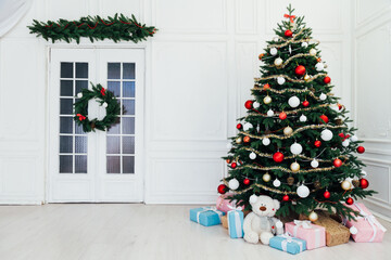 New Year's Background Christmas Tree decor interior postcard 2021