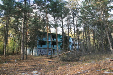 abandoned building in the woods