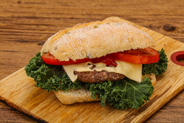 Italian ciabatta bread with burger
