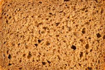 Detailed view of rye bread texture in high resolution. macro close up