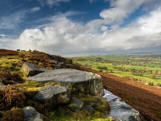Rock outcrops on Ilkley moor. North Yorkshire