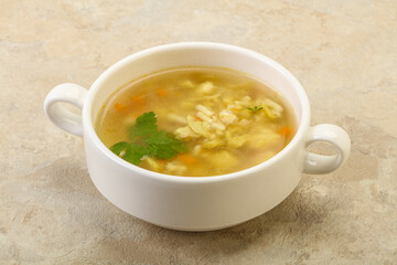 Tasty chicken soup with carrot