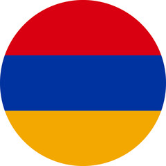 Armenian round flag icon graphics design. Perfect for backgrounds, backdrop, sticker, icon, sign, symbol, badge, label etc.